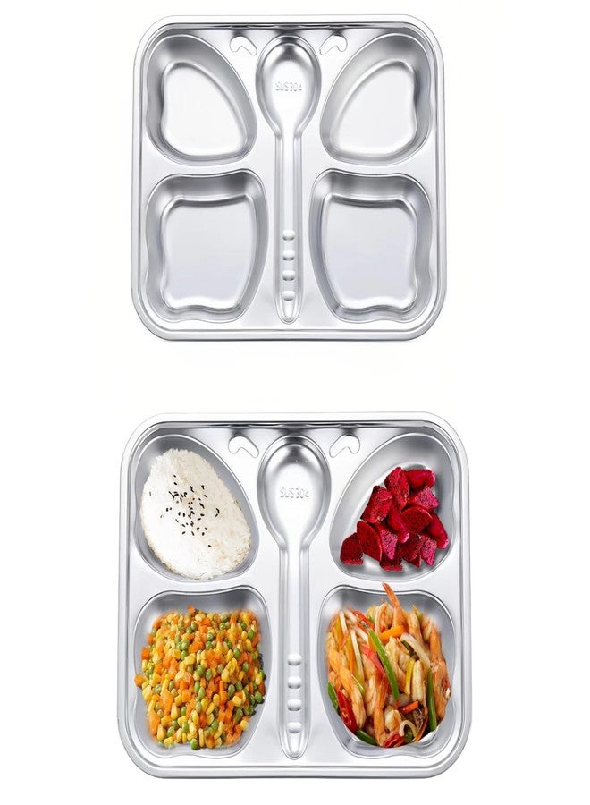 clowand 2-Piece Stainless Steel Divided Plates, Stainless Steel Plates for Kids, Butterfly-Shaped 4-Section Lunch Trays, easy to clean, Suitable for Home, Camping, Picnics and Parties ﻿ - Image 1