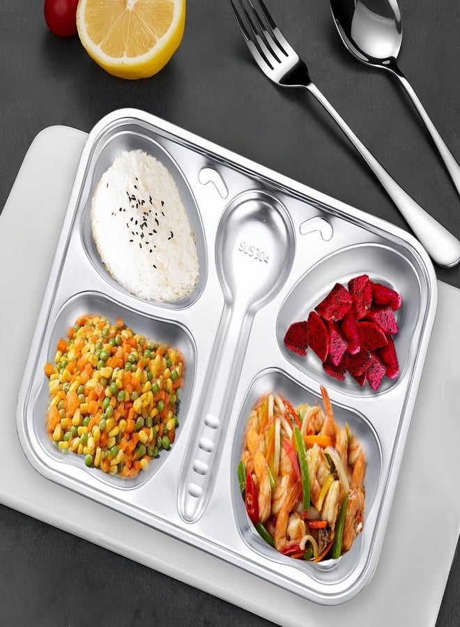 clowand 2-Piece Stainless Steel Divided Plates, Stainless Steel Plates for Kids, Butterfly-Shaped 4-Section Lunch Trays, easy to clean, Suitable for Home, Camping, Picnics and Parties ﻿ - Image 3