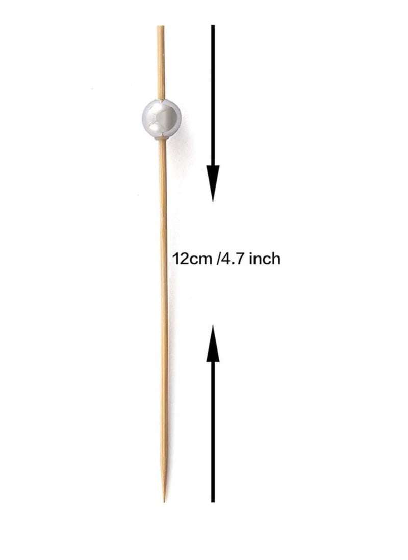 Dubkart Handmade Cocktail Picks 200PCS Count Sticks Wooden Toothpicks Party Supplies Gold Pearl&Silver Pearl  - Image 2