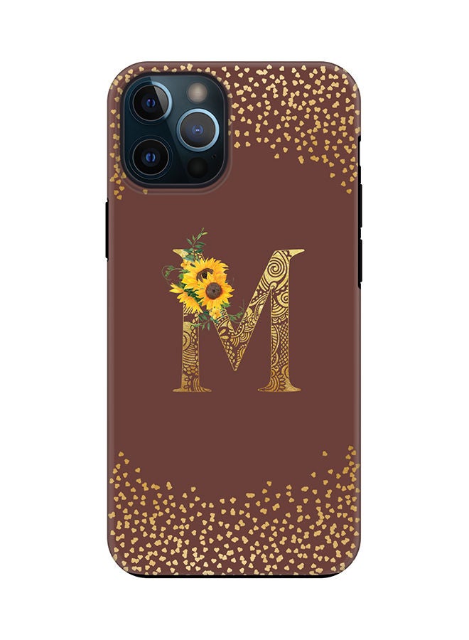 Stylizedd Monogram Tough Series for Apple iPhone 12 Pro Custom Initials Floral Mandala Pattern Tough Pro Dual Layer hybrid PC inner TPU protection Alphabet- M (Brown) - Image 1