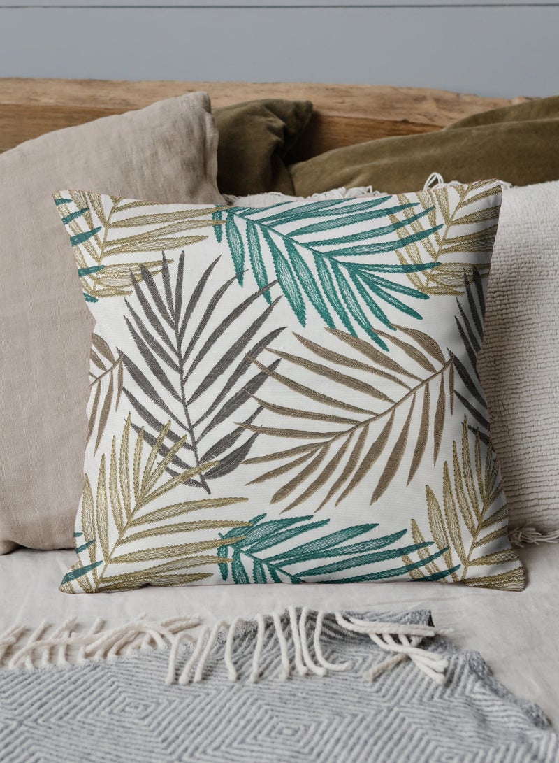 AL-HRAER Luxury Cotton Sofa Cushion Cover With Durable Fabric With A Soft And Comfortable Texture Decorated With Tropical Leaf Drawings And Colors That Match All Decors 45X45 Cm - Image 1