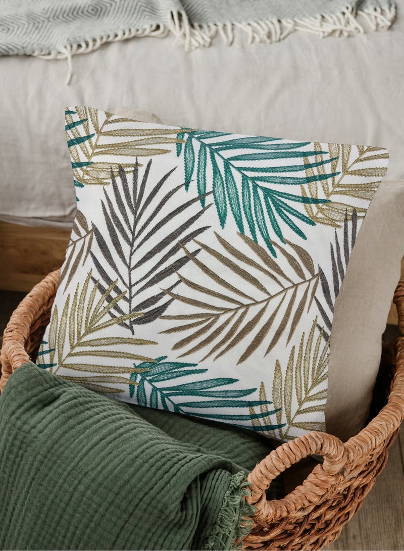 AL-HRAER Luxury Cotton Sofa Cushion Cover With Durable Fabric With A Soft And Comfortable Texture Decorated With Tropical Leaf Drawings And Colors That Match All Decors 45X45 Cm - Image 3