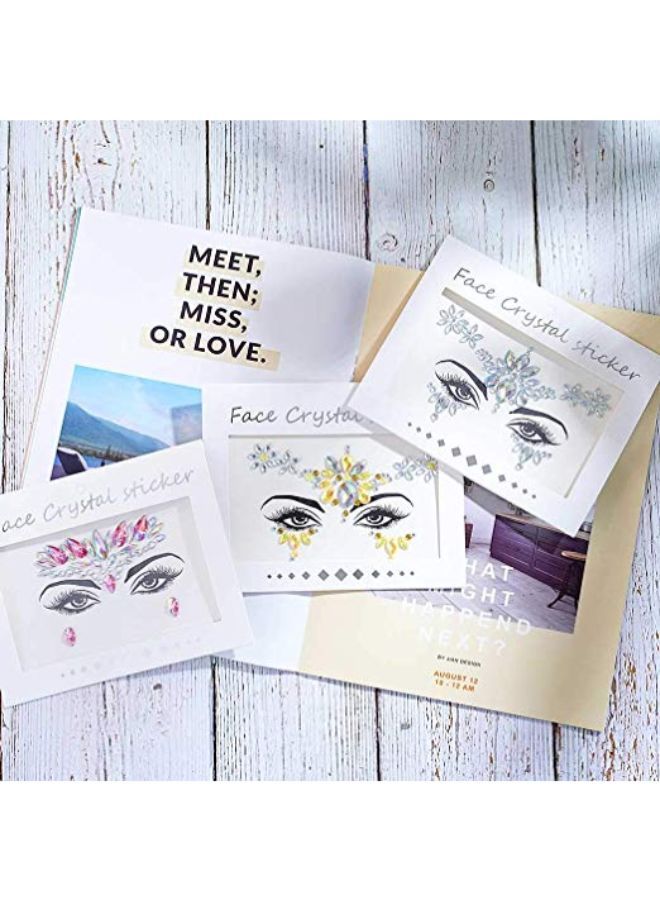 NIBEMINENT 3-Piece Rhinestones Face Gems Festival Temporary Tattoo Sticker Multicolour - Image 2