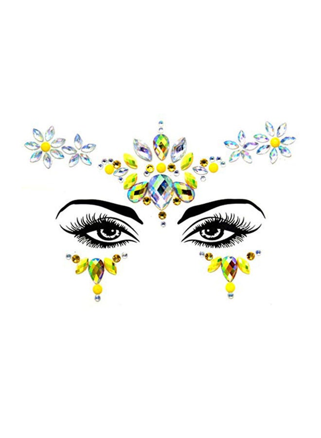 NIBEMINENT 3-Piece Rhinestones Face Gems Festival Temporary Tattoo Sticker Multicolour - Image 1