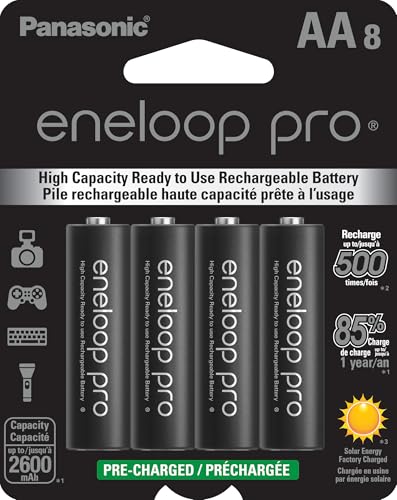 Eneloop Panasonic BK-3HCCA8BA pro AA High Capacity Ni-MH Pre-Charged Rechargeable Batteries, 8-Battery Pack - Image 1