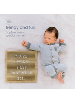 pearhead Pearhead Wooden Letterboard Set - Ideal Photo Sharing Prop for Baby Announcements, Milestone Keepsake, Custom Message Board and Shower Gift - Includes 188 Letters, Numbers, and Symbols - Natural Wood  - Image 3