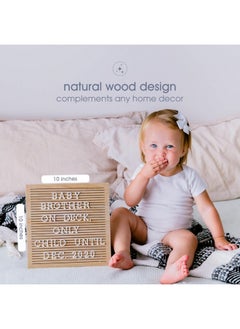 pearhead Pearhead Wooden Letterboard Set - Ideal Photo Sharing Prop for Baby Announcements, Milestone Keepsake, Custom Message Board and Shower Gift - Includes 188 Letters, Numbers, and Symbols - Natural Wood  - Image 5