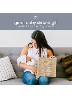 pearhead Pearhead Wooden Letterboard Set - Ideal Photo Sharing Prop for Baby Announcements, Milestone Keepsake, Custom Message Board and Shower Gift - Includes 188 Letters, Numbers, and Symbols - Natural Wood  - Image 4