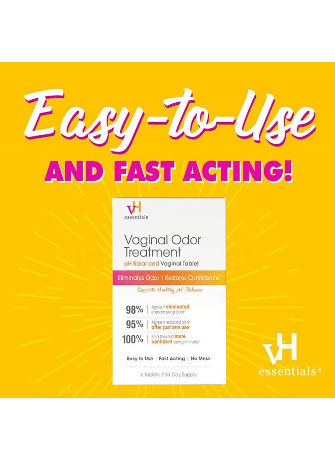 vH Essentials Vaginal Odor Treatment - pH Balanced Vaginal Suppositories - 6 Tablets With Applicator, White, (667-06)  - Image 3
