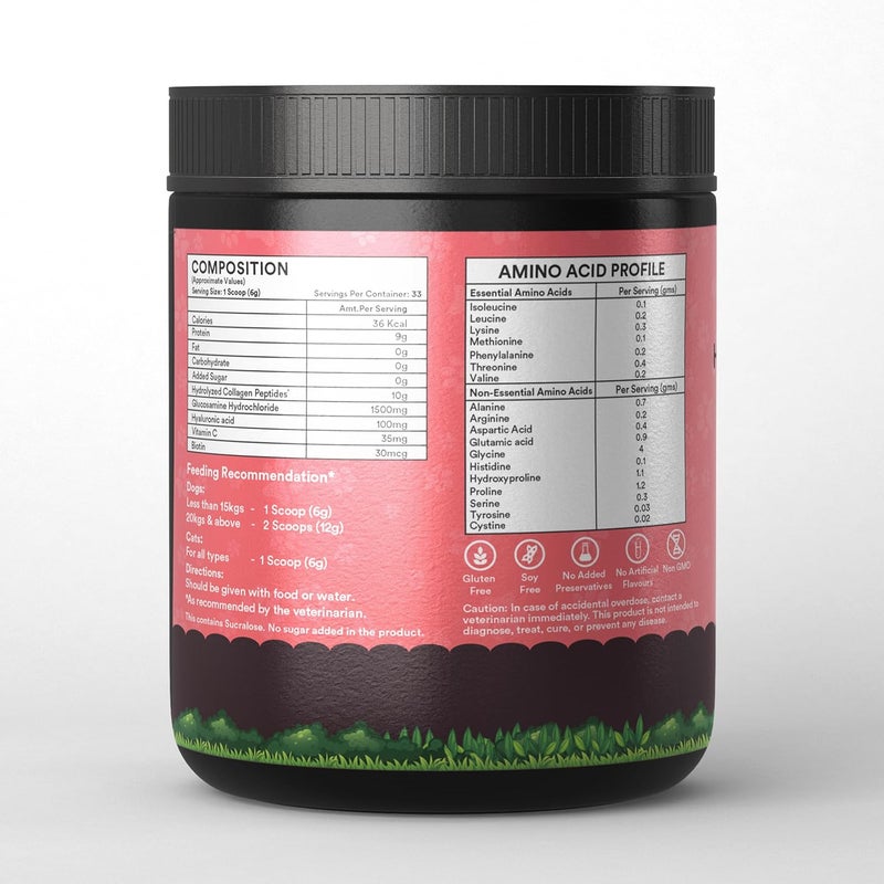 Inlife كولاجين للكلاب والقطط | مسحوق كولاجين مهدرج للبشرة والفراء والمفاصل | مكون مثبت سريرياً مع البيوتين وفيتامين C وحمض الهيالورونيك والجلوكوزامين | مكمل غذائي للحيوانات الأليفة (فراولة) - Image 5