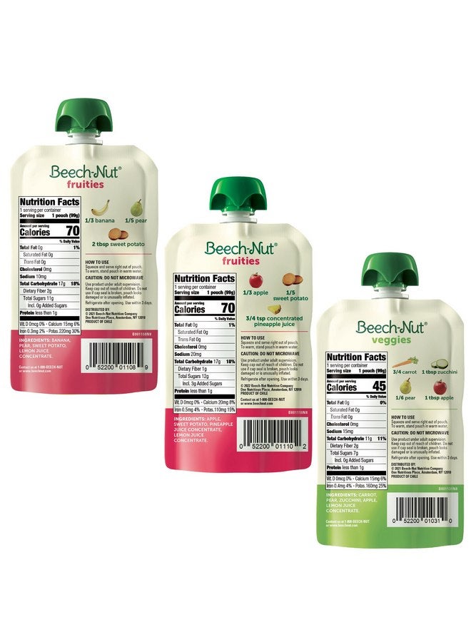 Beech-Nut Baby Food Variety Pack, Fruit & Root Veggie Blends Baby Food Pouches, Fruit & Veggie Purees, 3.5oz (18 Pack) - Image 2