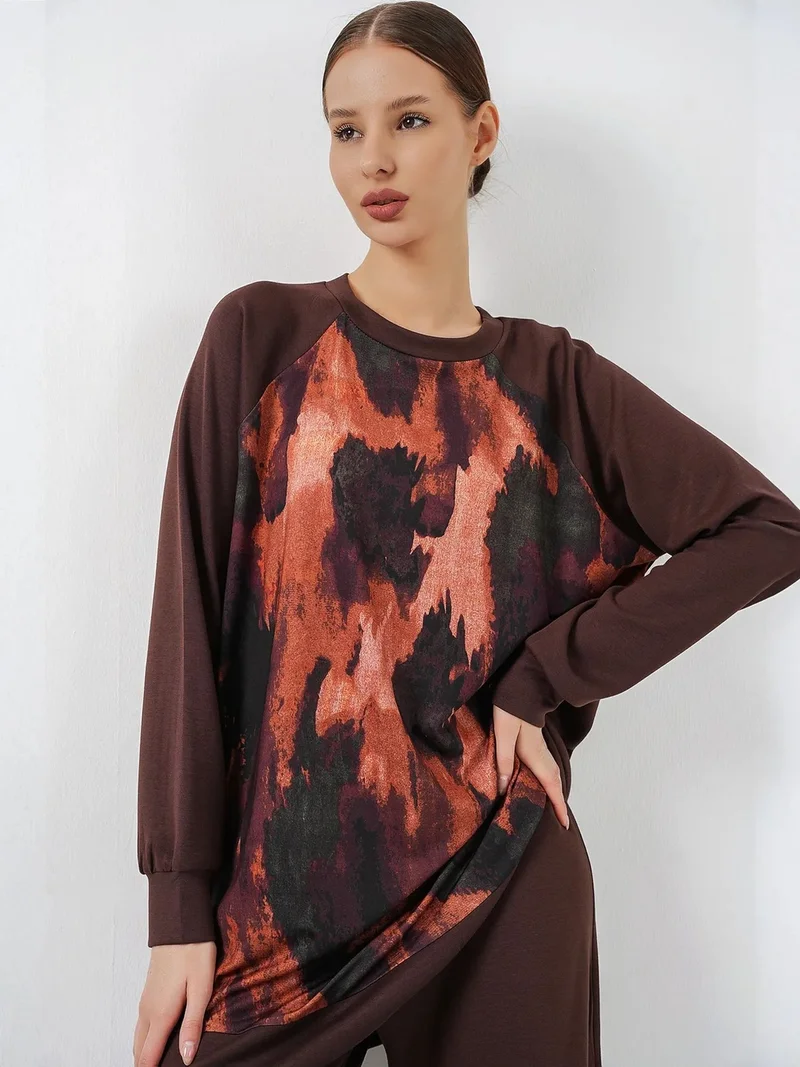 بيغ دارت BDART Oversize Abstract Print Crew Neck Tunic & Pants Set