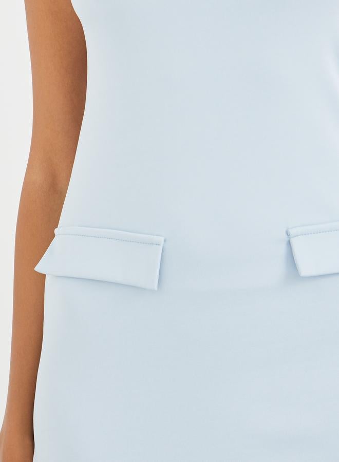 تايك تو فستان ميدي بدون أكمام بياقة دائرية بلون سادة - Image 4