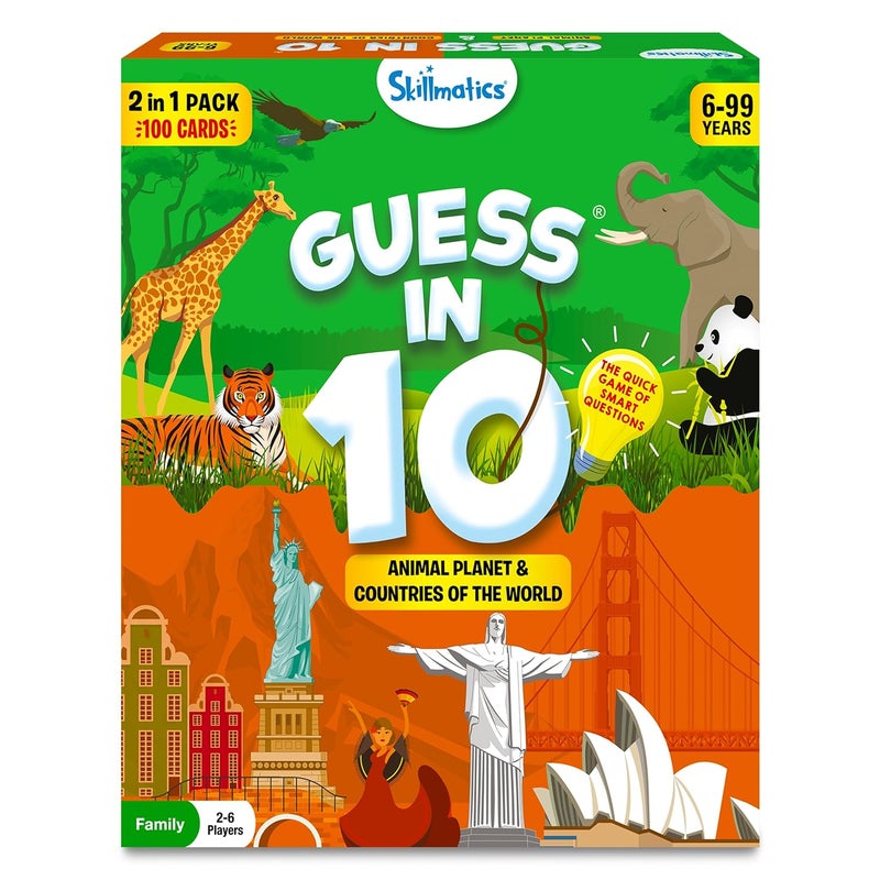 Skillmatics Guess in 10 Animals & Countries Combo, Perfect for Boys, Girls, Kids & Families Who Love Card Games, Educational Toys, Board Games, Trivia, Gifts for Ages 6, 7, 8, 9, 10 & Up - Image 1