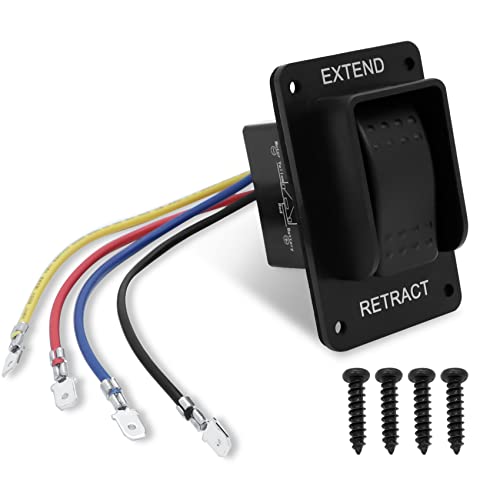 FHRHRY 387874 RV Electric Stabilizer Jack Switch Compatible with Lippert High Speed Stabilizer Jacks Power Stabilizer Jack Extend Retract Switch with Harness Extra Terminals IP66rated Waterproof Black - Image 1