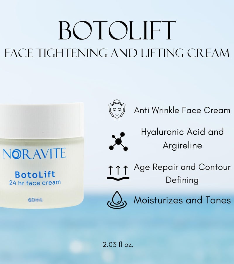 Noravite Botolift Face Tightening and Lifting Cream (Unscented)- Anti Wrinkle Face Cream with Hyaluronic Acid and Argireline | Age Repair & Moisturizer | Formulated in Greece - Image 3