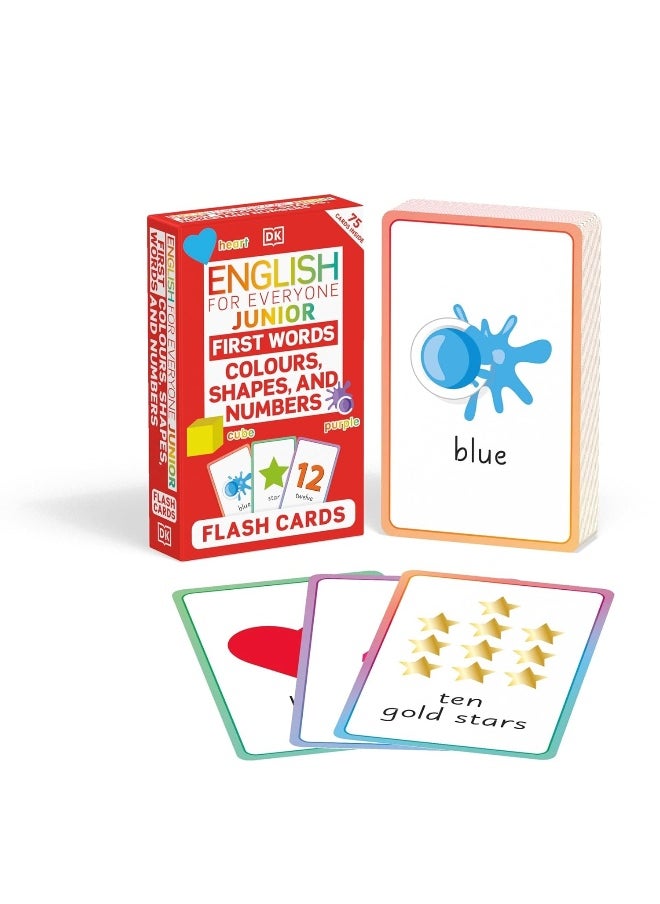 English for Everyone Junior First Words Colours, Shapes, and Numbers Flash Cards  - Image 1
