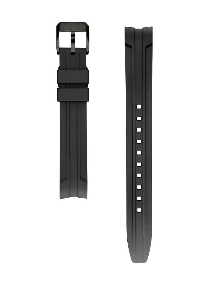 INO Design سوار ساعة INO Design StrapXPro (LXH1C) مقاس 21 مم، مزود بمشبك سريع الفك، مصنوع من مطاط FKM، ذو طرف منحني، بديل لسوار ساعة Longines Hydroconquest/Conquest (إصدارات 2007-2022)، أسود اللون مع مشبك أسود. - Image 4