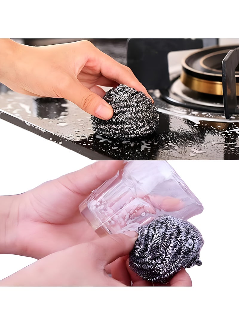 فيندكس مجموعة من 12 قطعة من ليفة تنظيف من الفولاذ المقاوم للصدأ - وسادات تنظيف معدنية شديدة التحمل للأواني والمقالي والأطباق - ليفة تنظيف من الصوف الفولاذي المقاوم للصدأ لتنظيف المطبخ الصعب - Image 2