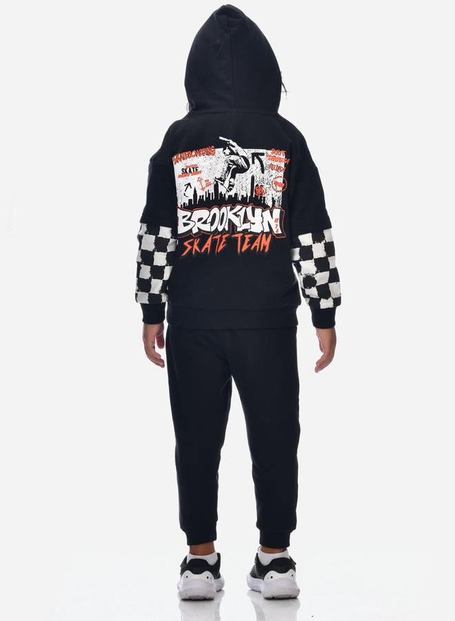 victor and jane Graphic Print Regular Fit Hoodie & Joggers Set by Styli  - Image 3