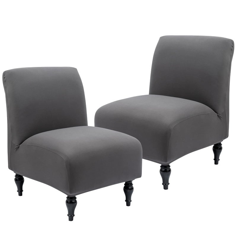 Iauddy Iauddy Armless Accent Slipper Chair Cover SlipcoverStretch Spandex Removable NonSlip Silp Cover for Accent Chair Without arms Furniture Protector for Living Dining RoomDark Gray 2 