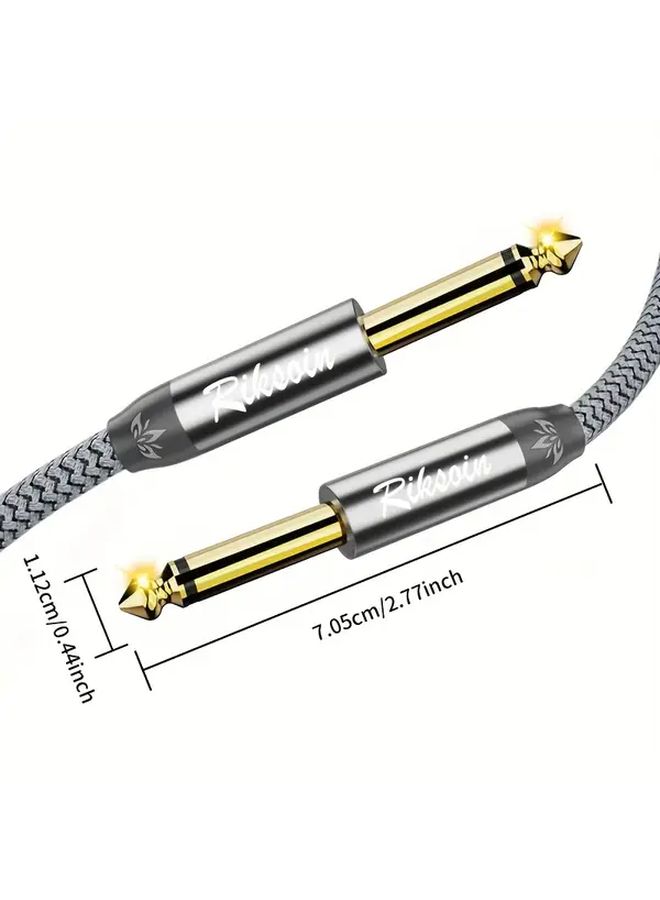 كابل RIKSON 6.35mm TRS للآلات الموسيقية بطول 3 متر، ذكر إلى ذكر للجيتار ولوحة المفاتيح ومكبر الصوت - Image 3