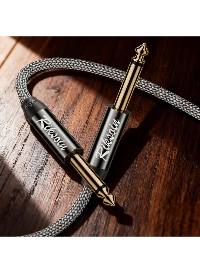كابل RIKSON 6.35mm TRS للآلات الموسيقية بطول 3 متر، ذكر إلى ذكر للجيتار ولوحة المفاتيح ومكبر الصوت - Image 1