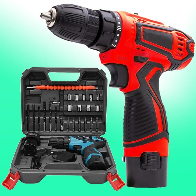 Galaxe Torque Portable Cordless Drill Set Wireless Battery Power Impact Drills 12V Rechargeable Home Electric Screwdriver Kits GLX12VCD7 28pcs tool kit - Image 1