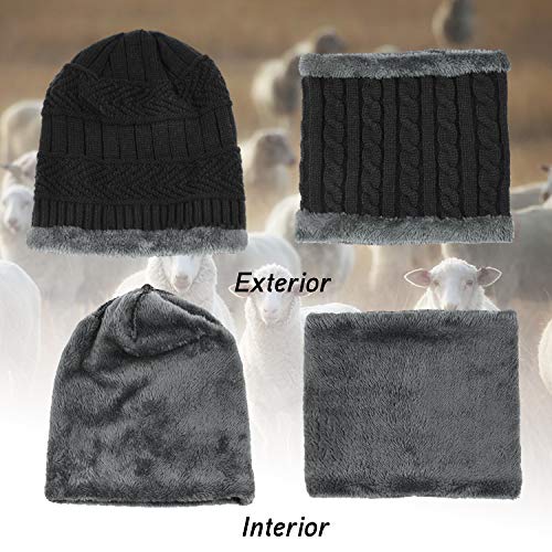 MAYLISACC Winter Unisex Slouchy Snow Ski Beanie Hat and Neck Warmer Scarf 2 Pieces Set for Women Men Black - Image 5