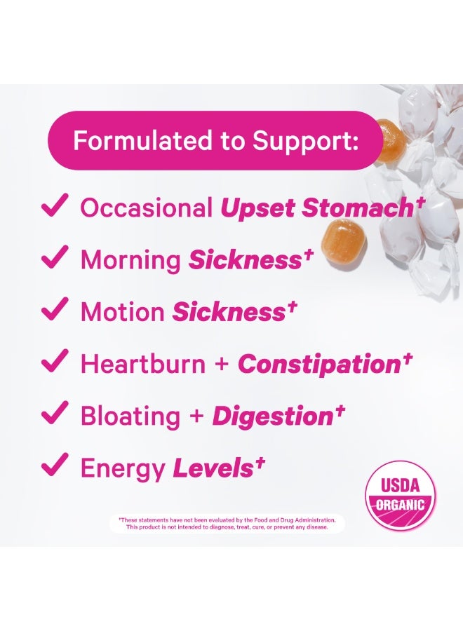 Pink Stork حلوى الغثيان، مع الزنجبيل العضوي + فيتامين ب6، 30 حبة لوزينج عضوية، نكهة الزنجبيل والمانجو، مكمل غذائي - Image 2