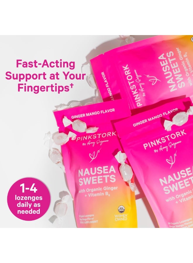 Pink Stork حلوى الغثيان، مع الزنجبيل العضوي + فيتامين ب6، 30 حبة لوزينج عضوية، نكهة الزنجبيل والمانجو، مكمل غذائي - Image 5