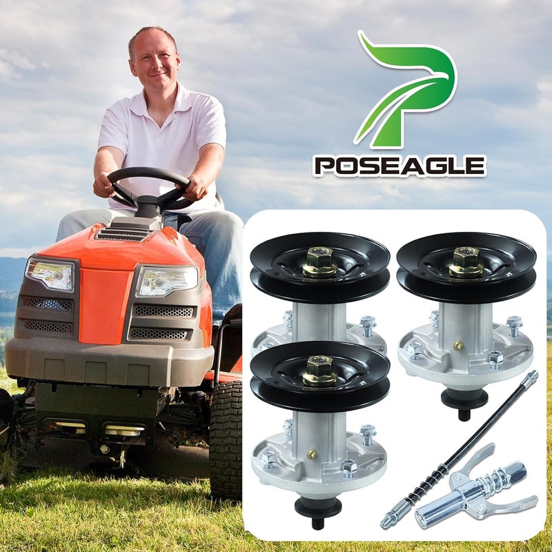 POSEAGLE 3 Pack AM136733 Spindle Assembly with M155979 Pulley Replace John Deere AM143469 Kit, AM137097, GX20335, John Deere Z245 Spindle for Z245 EZtrak Zero Turn Mowers - Image 2