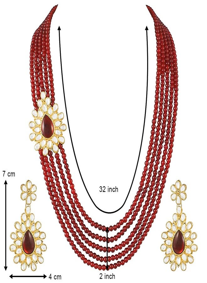 Aheli Ethnic Multi Strand Beaded Necklace Earrings Indian Bollywood Fashion Bharatanatyam jewellery set Gift for Women - Image 4