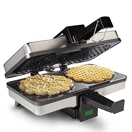 CucinaPro Pizzelle Maker- Nonstick Electric Holiday Baker Press Makes Two 5-Inch Cookies at Once- Christmas Baking Supplies for Party- Italian Dessert Treat Making with Recipe Guide- Cookie Swap Gift for Her - Image 1