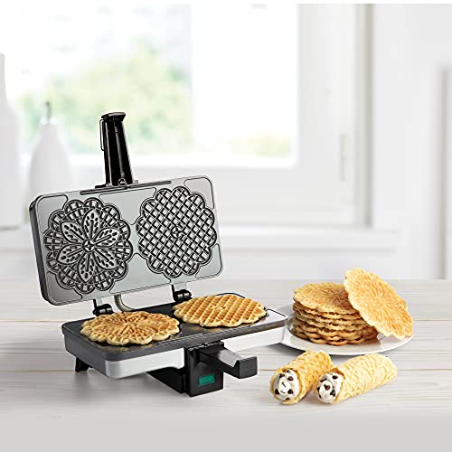 CucinaPro Pizzelle Maker- Nonstick Electric Holiday Baker Press Makes Two 5-Inch Cookies at Once- Christmas Baking Supplies for Party- Italian Dessert Treat Making with Recipe Guide- Cookie Swap Gift for Her - Image 5