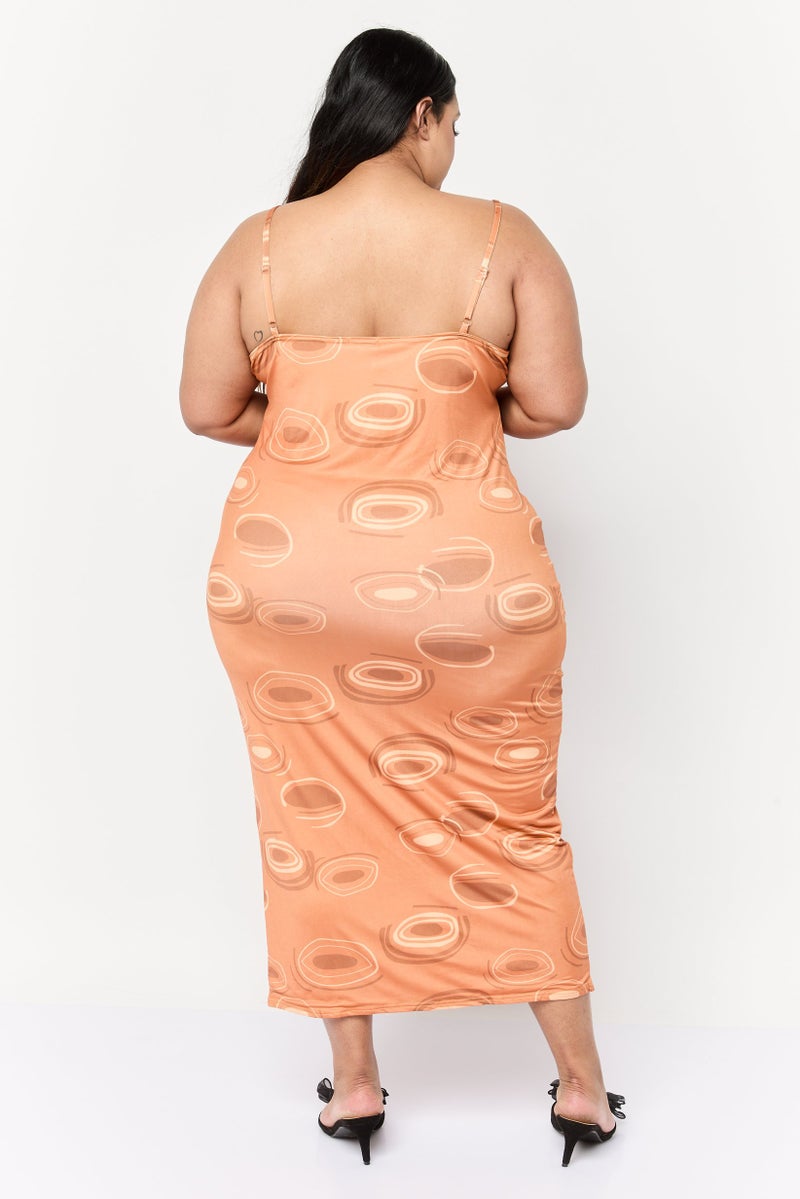 PUBLIC DESIRE Women Curve Allover Print Bodycon Dress, Brown - Image 3