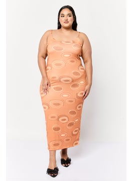 PUBLIC DESIRE Women Curve Allover Print Bodycon Dress, Brown  - Image 1