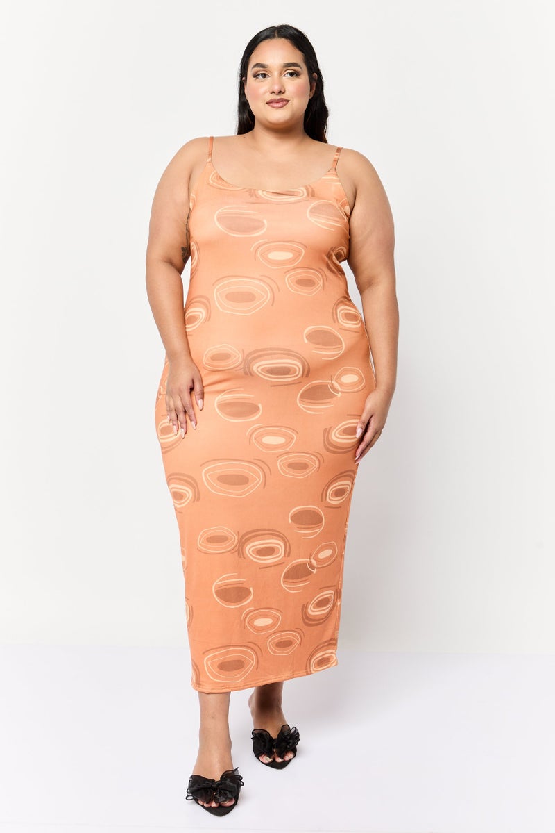 PUBLIC DESIRE Women Curve Allover Print Bodycon Dress, Brown - Image 1