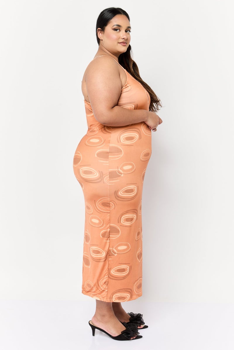 PUBLIC DESIRE Women Curve Allover Print Bodycon Dress, Brown - Image 4