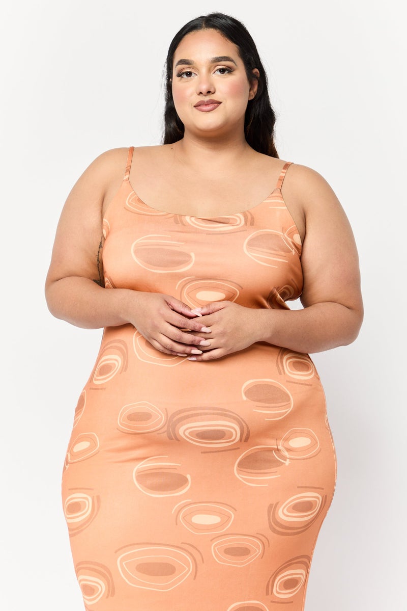 PUBLIC DESIRE Women Curve Allover Print Bodycon Dress, Brown - Image 2