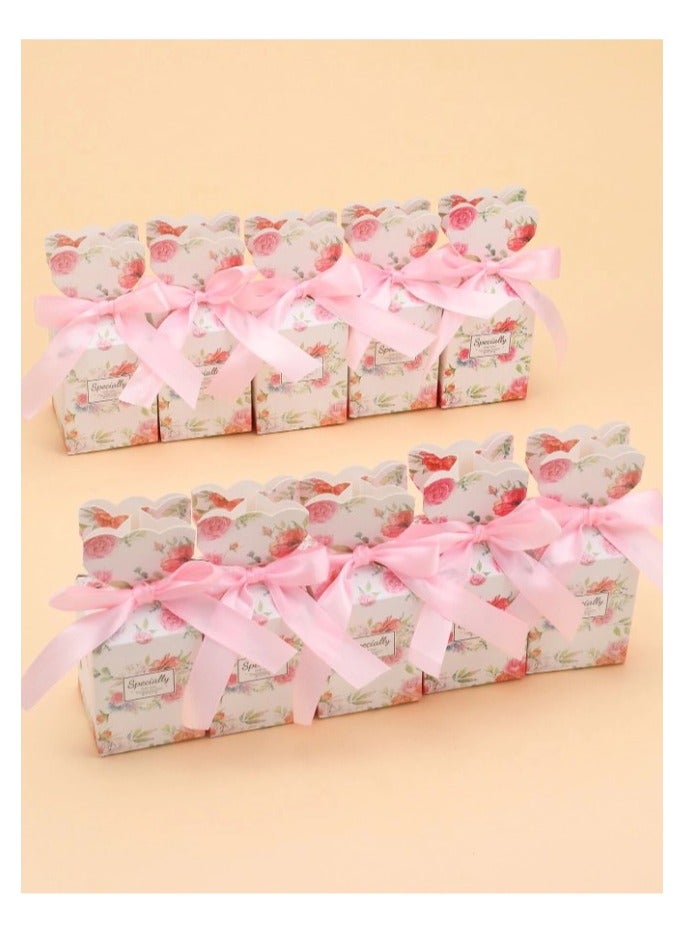 10 pink and white gift boxes with pink ribbon for wrapping and decorating gifts on occasions like birthday, wedding and celebrations - Image 2