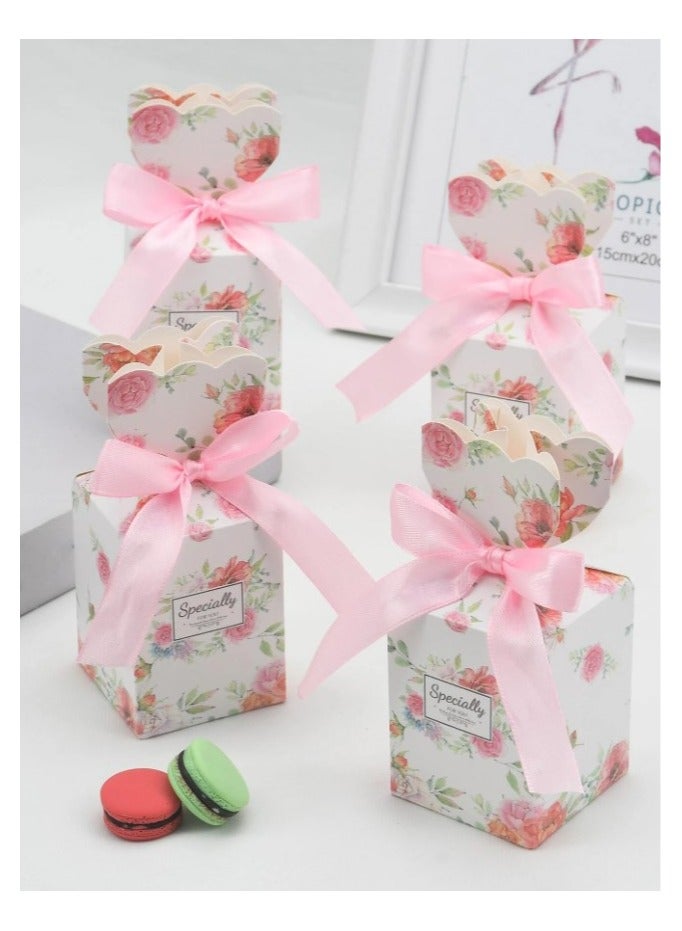 10 pink and white gift boxes with pink ribbon for wrapping and decorating gifts on occasions like birthday, wedding and celebrations - Image 3