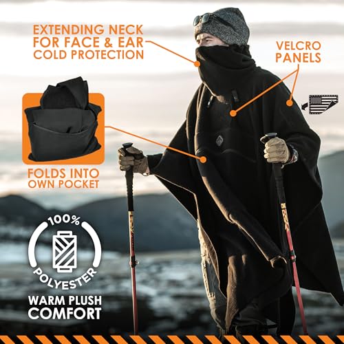 HAZARD 4 Ultra-Plush Packable Fleece Poncho – Cold-Weather Insulation with Adjustable High-Neck Gaiter, Wind-Resistant Outdoor Poncho, Compatible with the PonchoVilla Layering System - Image 5
