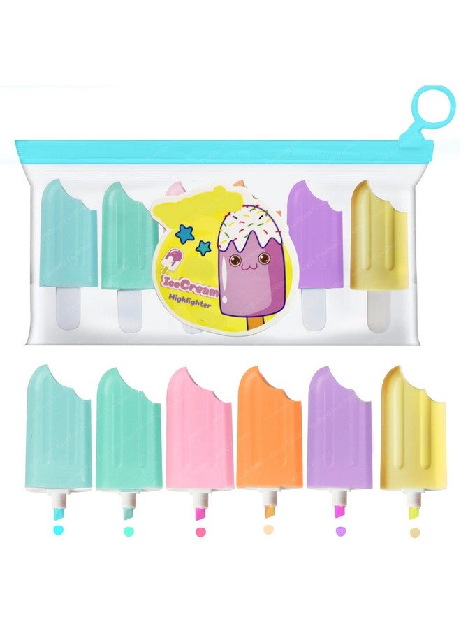 FunBlast Highlighter Pens - 6 Colors Highlighter Pen Set, Aesthetic Highlighters, Chisel Tip Book Marking Pen, Pastel Colors Chisel Tip Marker Pens, Drawing Pens for Office & Writing (Popsicles) - Image 1