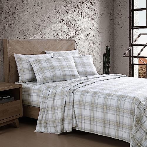 Wrangler - Queen Size Sheet Set, Ultra-Soft & Wrinkle-Resistant Bedding for Year Round Comfort, Deep Pockets, Bed Sheets with Matching Fitted Sheet & Pillowcases (Dayton Valley Plaid Beige) - Image 2