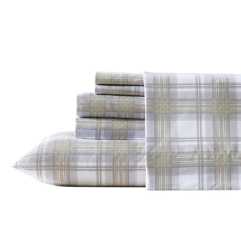 Wrangler - Queen Size Sheet Set, Ultra-Soft & Wrinkle-Resistant Bedding for Year Round Comfort, Deep Pockets, Bed Sheets with Matching Fitted Sheet & Pillowcases (Dayton Valley Plaid Beige) - Image 5
