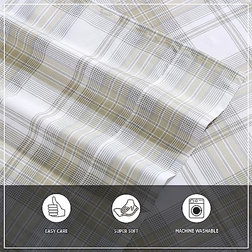 Wrangler - Queen Size Sheet Set, Ultra-Soft & Wrinkle-Resistant Bedding for Year Round Comfort, Deep Pockets, Bed Sheets with Matching Fitted Sheet & Pillowcases (Dayton Valley Plaid Beige) - Image 4