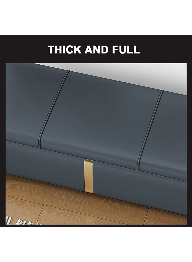 شو وو مقعد جلدي عصري، مقعد تخزين كبير، مقاعد نوم مبطنة، مقعد تغيير الأحذية، مقعد عثماني مكعب للتخزين، مسند قدم منزلي بأرجل معدنية - Image 5