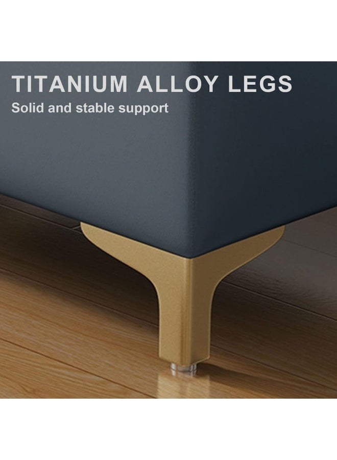 شو وو مقعد جلدي عصري، مقعد تخزين كبير، مقاعد نوم مبطنة، مقعد تغيير الأحذية، مقعد عثماني مكعب للتخزين، مسند قدم منزلي بأرجل معدنية - Image 4