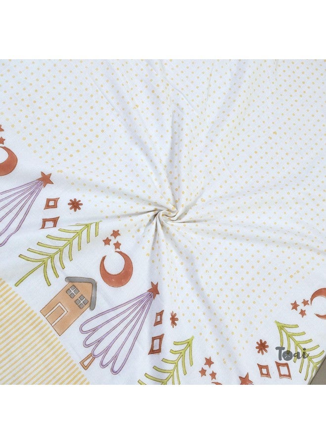 TOAIArt Kids Baby Jaipuri Dohar Quilt for Summer Hand Block Printed 3 Layers Reversible 100% Mulmul Cotton Flannel Filling Single Size 60” X 90” Polka Home (White Yellow) - Image 3